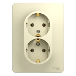 SYSTEME ELECTRIC Glossa - двойная встраиваемая розетка с заземлением в бежевом исполнении 89365956