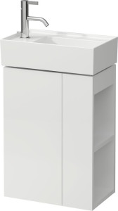 H4075170336451 Шкафчик под раковину с 1 стеклянной полочкой, дверца, крепление на петли слева, открытая полочка справа, для раковин с полочкой для смесителя слева 815335 LAUFEN PRO