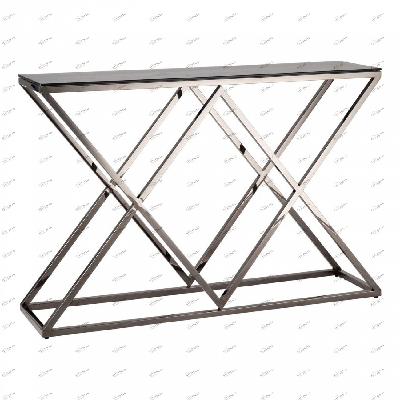 Консоль стеклянная 115х30 см дымчатая с основанием темный хром "Инсигния" STOOL GROUP  00-3881882 Серебро 