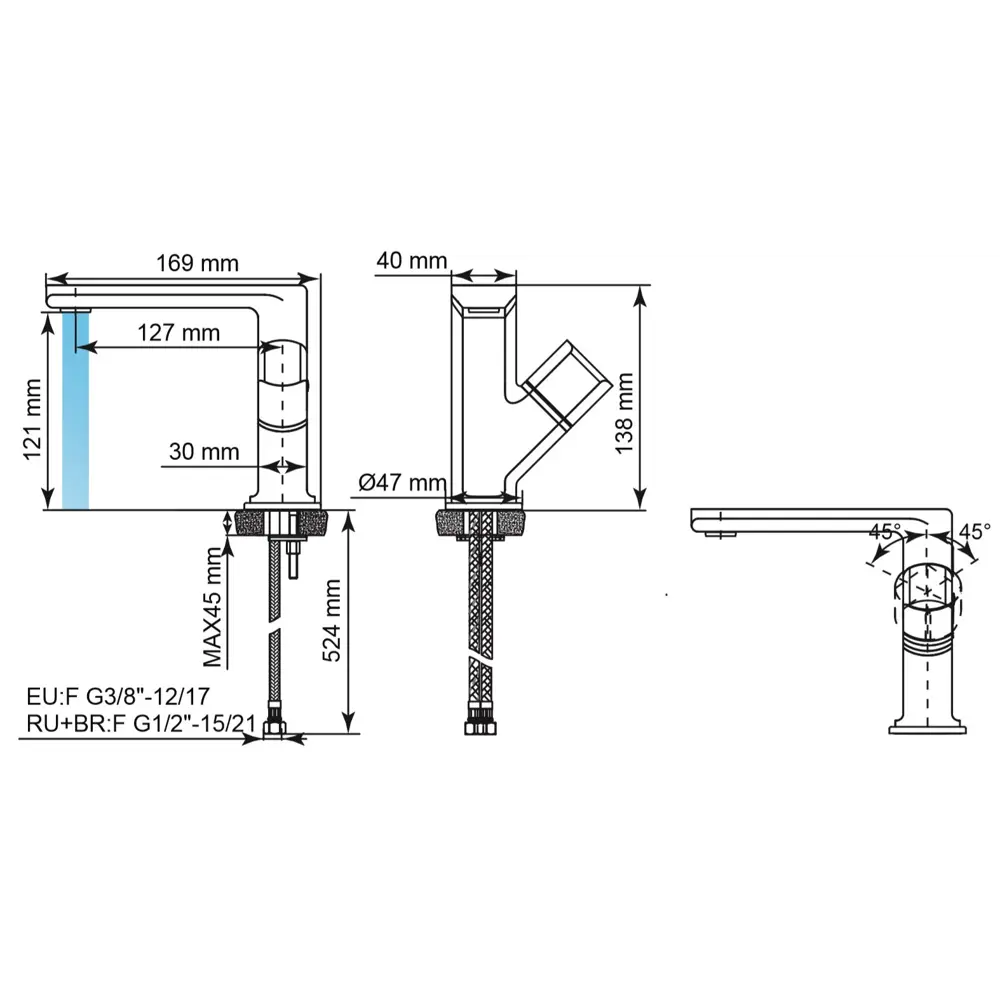 Смеситель для раковины SENSEA Neo — элегантный черный с аэратором 82135933 STLM-0020076 - Вид №7