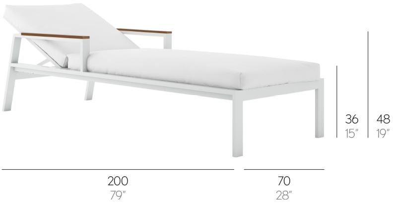GANDIABLASCO Лежащий лежак из термолакированного алюминия с подлокотниками Timeless sun-id-1418411 - Вид №2