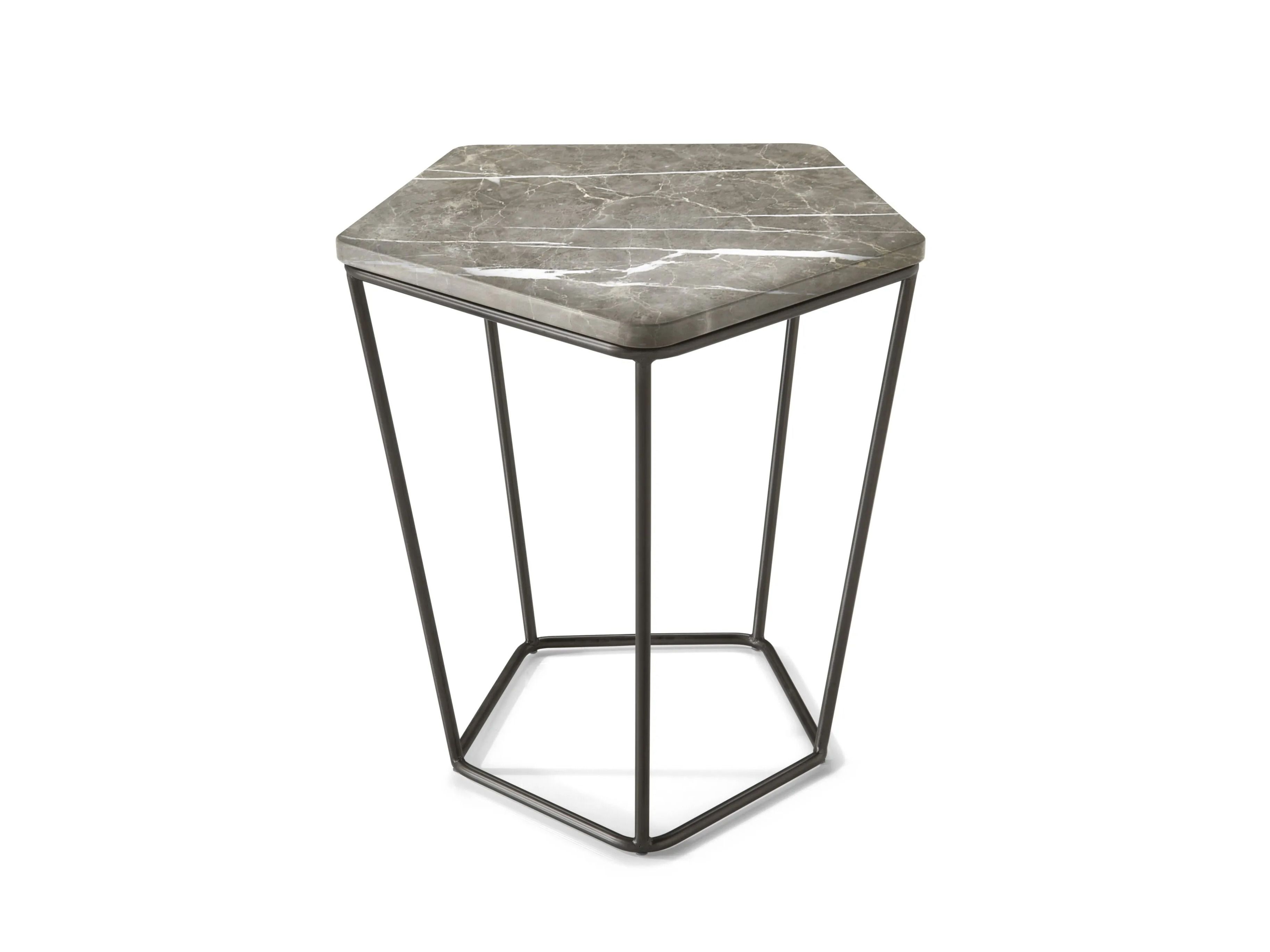 Высокий металлический журнальный столик с мраморной столешницей Natuzzi Italia Chocolat ARCH-00046433