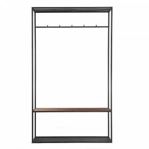 Вешалка в прихожую с полкой черная, американский орех Hallra black INTELLIGENT DESIGN ВЕШАЛКИ HALLRA 260949 Коричневый;черный