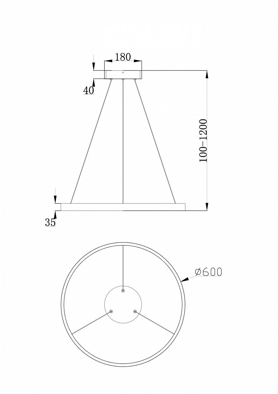 Светильник подвесной светодиодный с алюминиевым плафоном 60 см черный Rim MOD058PL-L32B4K TECHNICAL TECHNICAL 00-3957053 Черный  - Вид №4