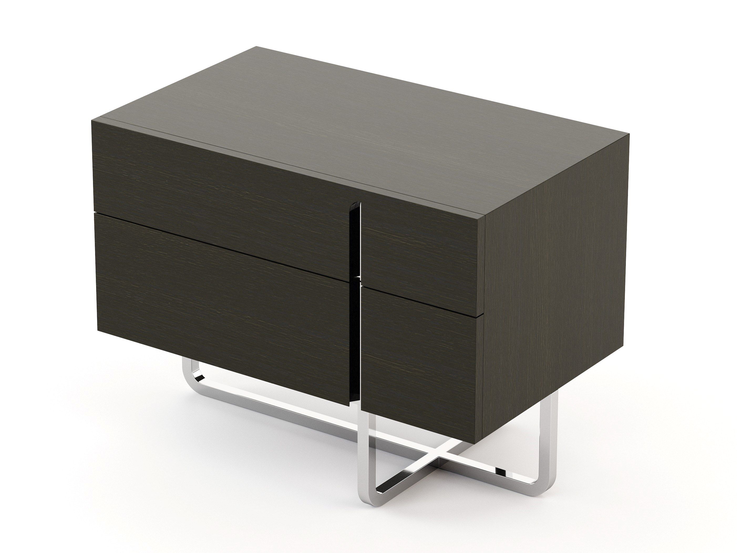 Прямоугольная прикроватная тумбочка из нержавеющей стали и дерева с ящиками Stylish Club His &amp ARCH-00056255 - Вид №2