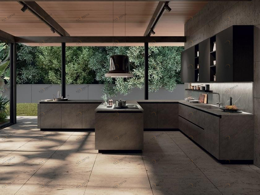 Febal Casa Лакированная кухня с полуостровом sun-id-1394985