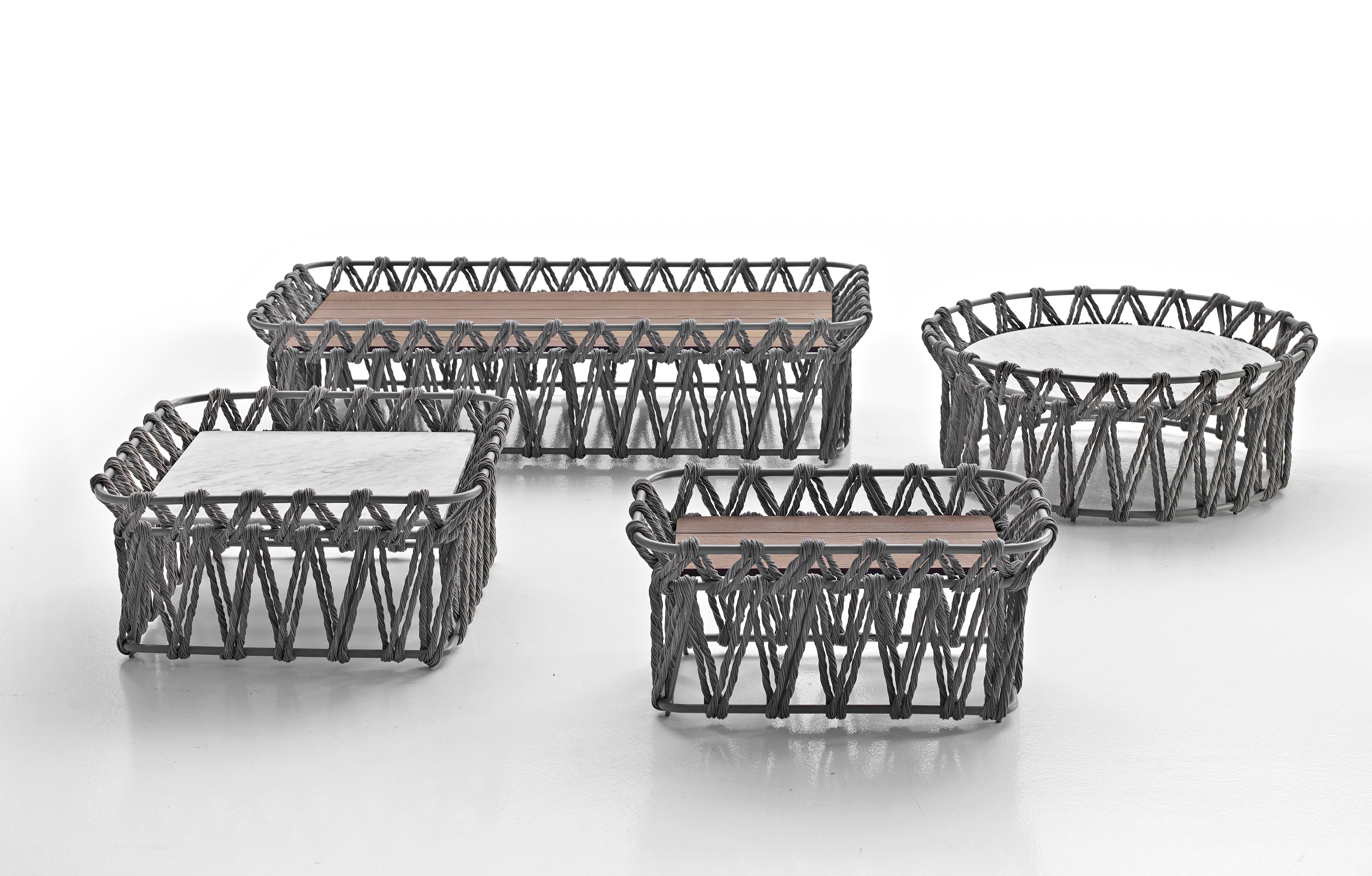 Прямоугольный журнальный столик из мрамора и полиэтиленовых волокон B&B Italia Outdoor Butterfly ARCH-00091547 - Вид №1