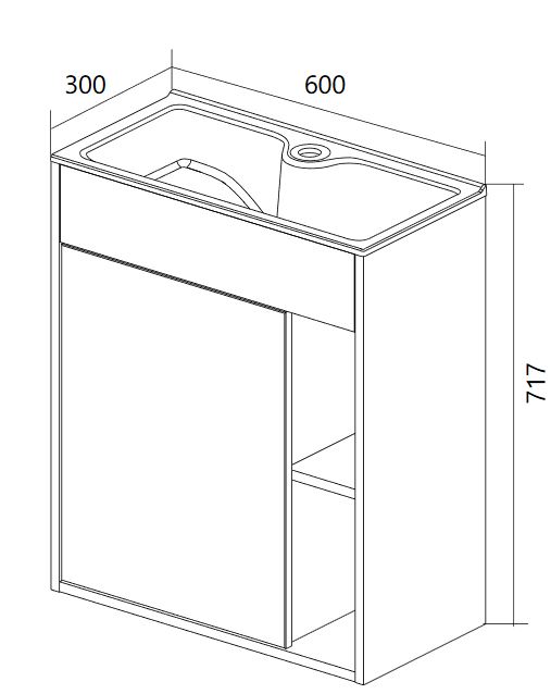 У75338 Тумба с раковиной Lido 60П 1д. Дуб Сонома 1 Marka LIDO - Вид №9