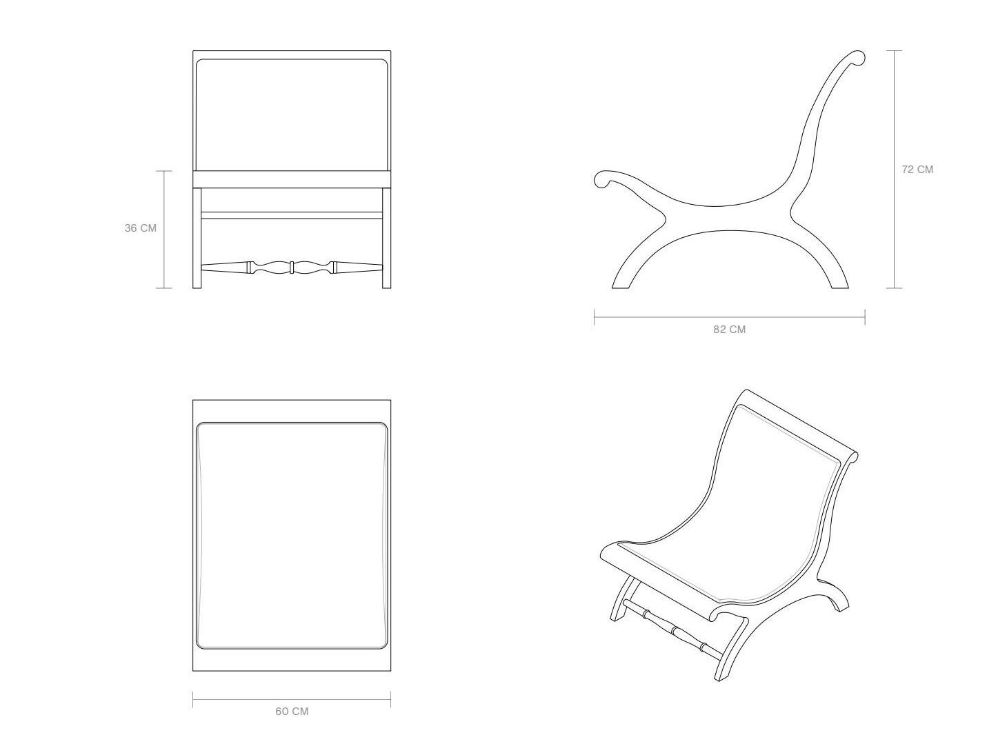 Кресло из тикового дерева без подлокотников с мягким сиденьем Phantom Hands Джеффри Бава ARCH-00011218 - Вид №3