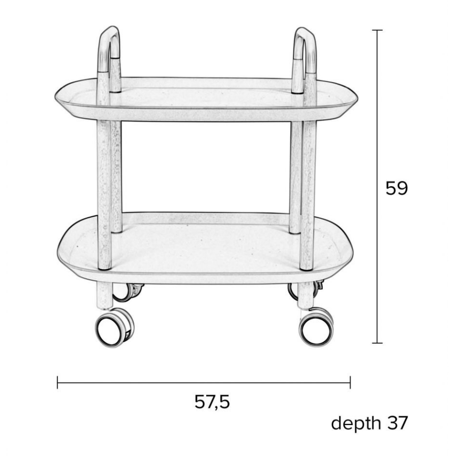 Стол сервировочный на колесиках Trolley, серая White Label Living 7900015 - Вид №7