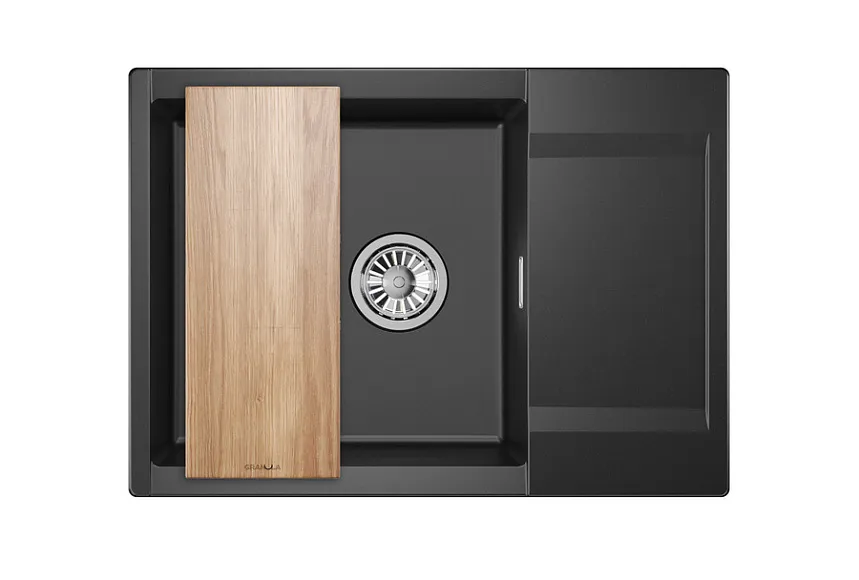 ES-7003, ШВАРЦ (чёрный металлик), кухонная мойка, кварц, ESTETICA GRANULA 7003-ST244 - Вид №3