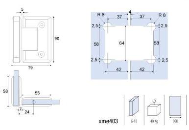 Metalglas Bonomi Петля замак для душевого бокса  B-405  - Вид №2
