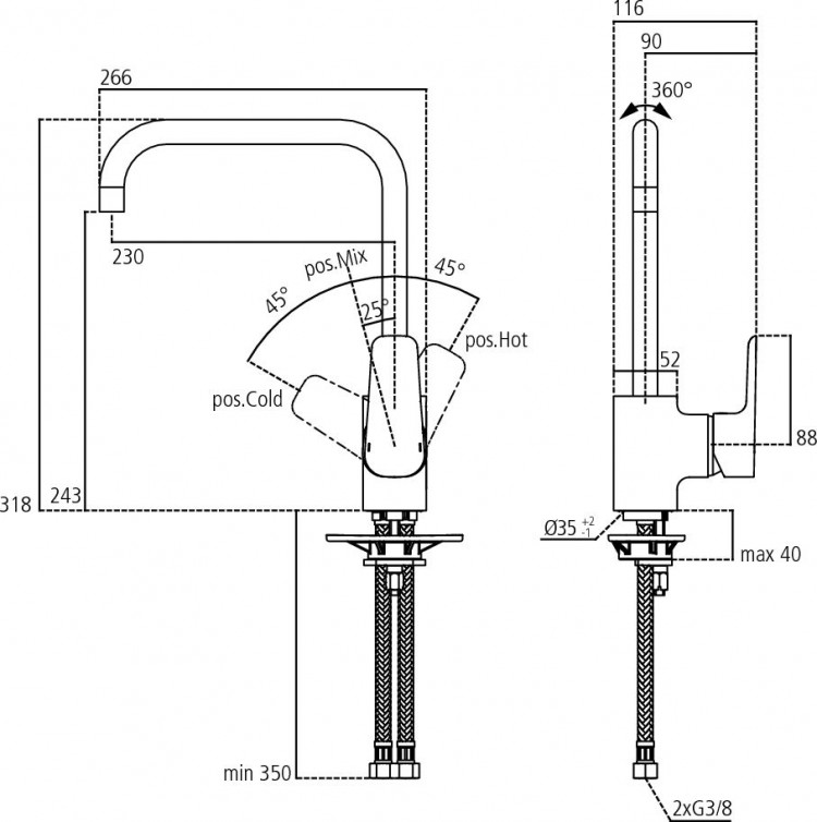 B0725AA Смеситель для кухонной мойки Ideal Standard CERAPLAN III  - Вид №3