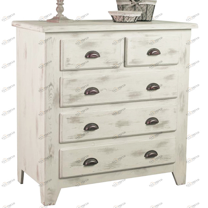 Комод белый с 5 ящиками состаренный 32 Solea VAVI КОМОД SOLEA 132582 Белый 