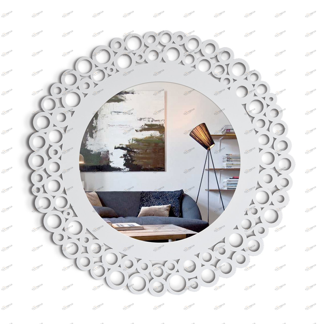 Зеркало круглое в белой раме Como BONESSI НАСТЕННОЕ ЗЕРКАЛО 049442 Белый 