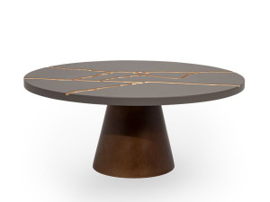 Деревянный круглый журнальный столик