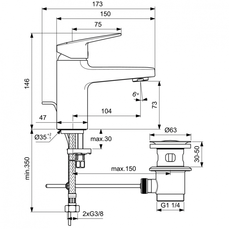 BD274AA Смеситель для раковины Ideal Standard CERAPLAN  - Вид №4