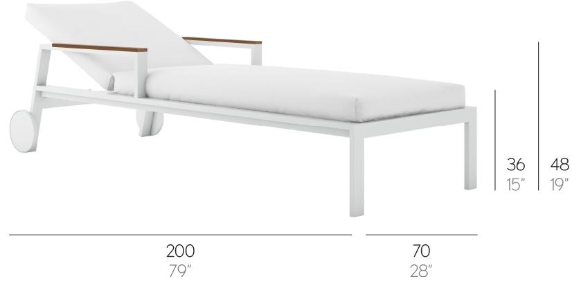 GANDIABLASCO Лежак из термо-лакированного алюминия с колесами и подлокотниками Timeless sun-id-1429202 - Вид №2