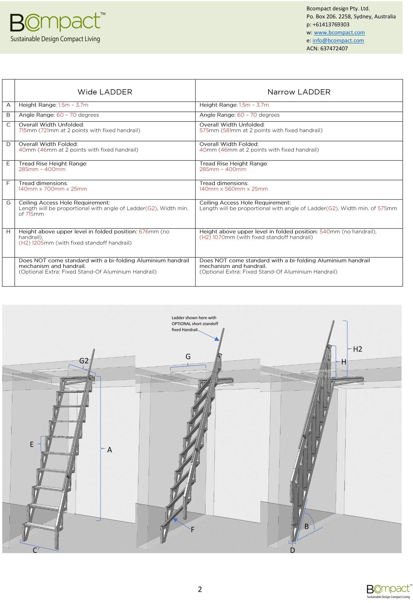 Bcompact Выдвижная лестница из бамбука  Bhl-02  - Вид №19
