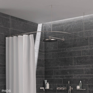 DSB550-750F Квадрант штанги для душевой занавески с радиусом дуги 55 см, 75 x 75 см для крепления к потолку PHOS