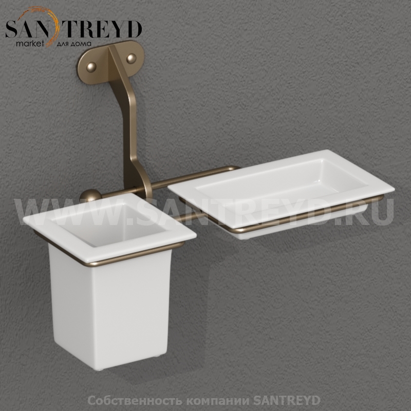 741193 Мыльница и стакан для зубной щётки, цвет Бронзовый Kerasan ACCESSORIES Италия 