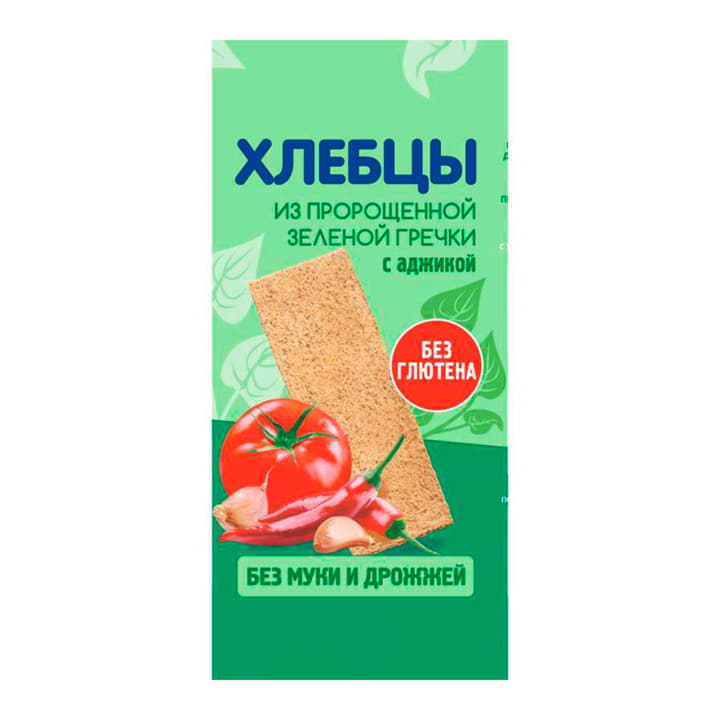 Хлебцы из пророщенной зеленой гречки с аджикой 100 г Santreyd 13136 - Вид №1