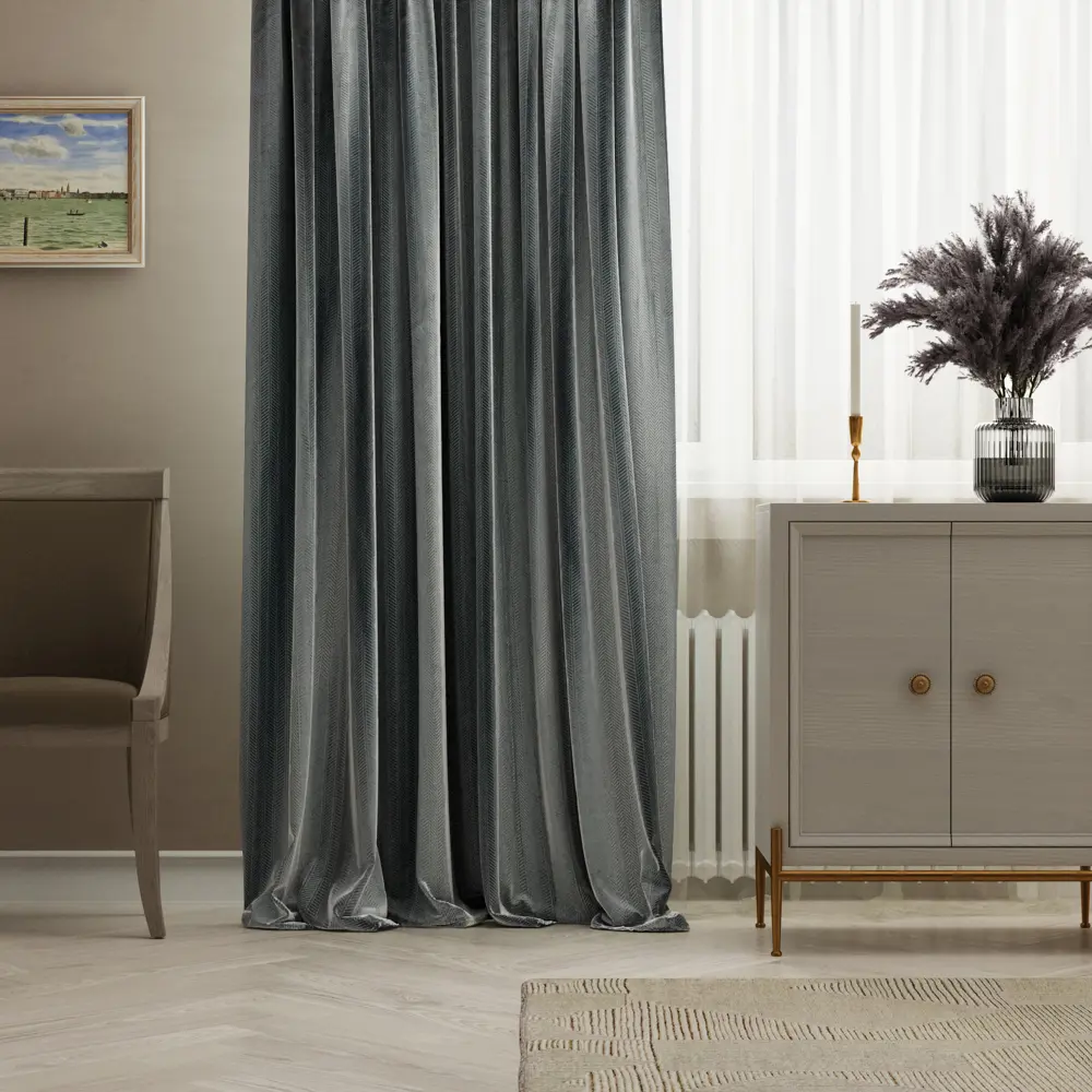 Штора на ленте Inspire Olivia 160х280 см цвет синий 86255222 STLM-2097931 