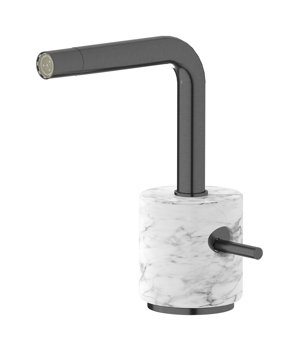 Смеситель для биде на 1 отверстие в комплекте с донным клапаном. WE ARE IB mm220cs_1 Brushed Black Chrome Marmo