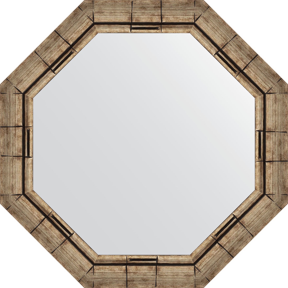 BY 3668 Зеркало в багетной раме - серебряный бамбук 73 mm EVOFORM Octagon