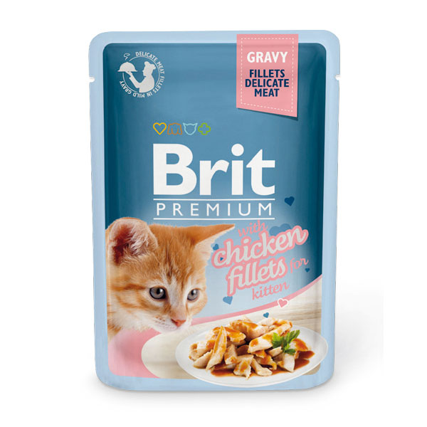 ПР0047463 Корм для котят Premium Cat Gravy Кусочки из куриного филе в соусе пауч 85г Brit 