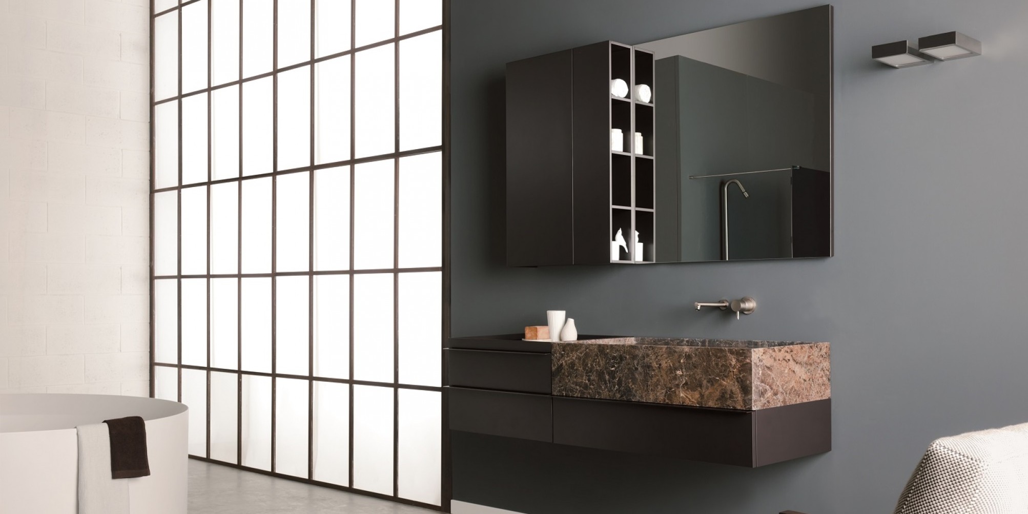 Toscoquattro Тумба-контейнер 60 см с 1 ящиком и верхним лотком PIANO мокко матов 24T11LO - Вид №1