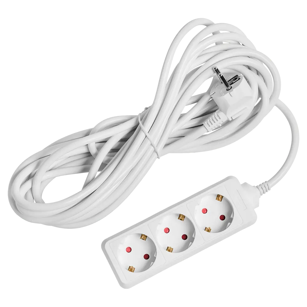 Удлинитель бытовой Skybeam 3x1.5 7 м 3 розетки с заземлением 3680 Вт цвет белый STLM-2164860
