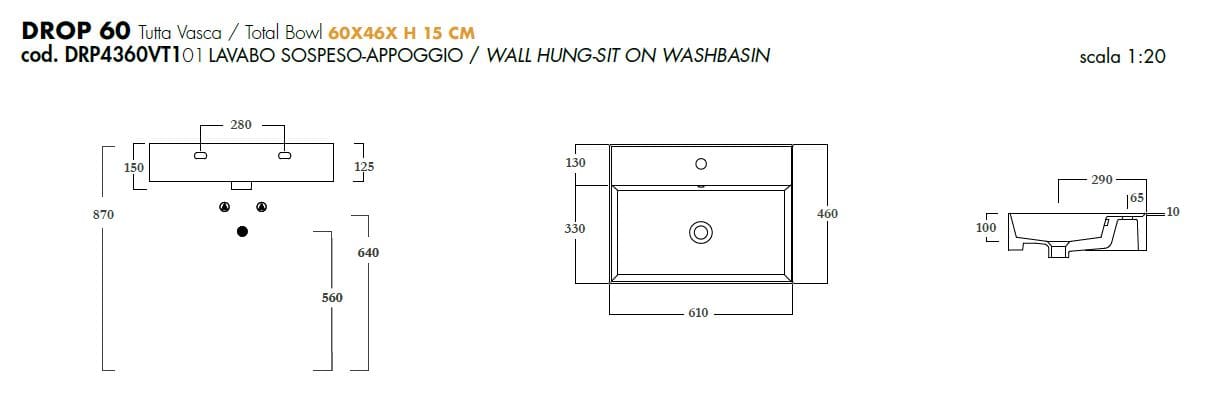 Керамическая одиночная прямоугольная раковина Olympia Ceramica DROP ARCH-00136620 - Вид №9