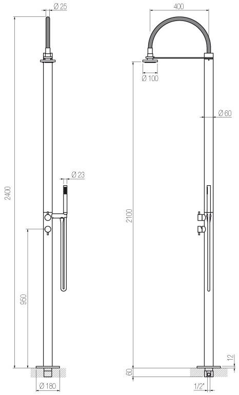 Radomonte Летний душ из нержавеющей стали  Col1  - Вид №2