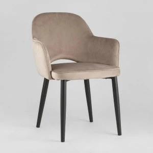 Стул с подлокотниками мягкий светло-бежевый с черными металлическими ножками "Венера" STOOL GROUP ДИЗАЙНЕРСКИЕ 00-3881946 Бежевый