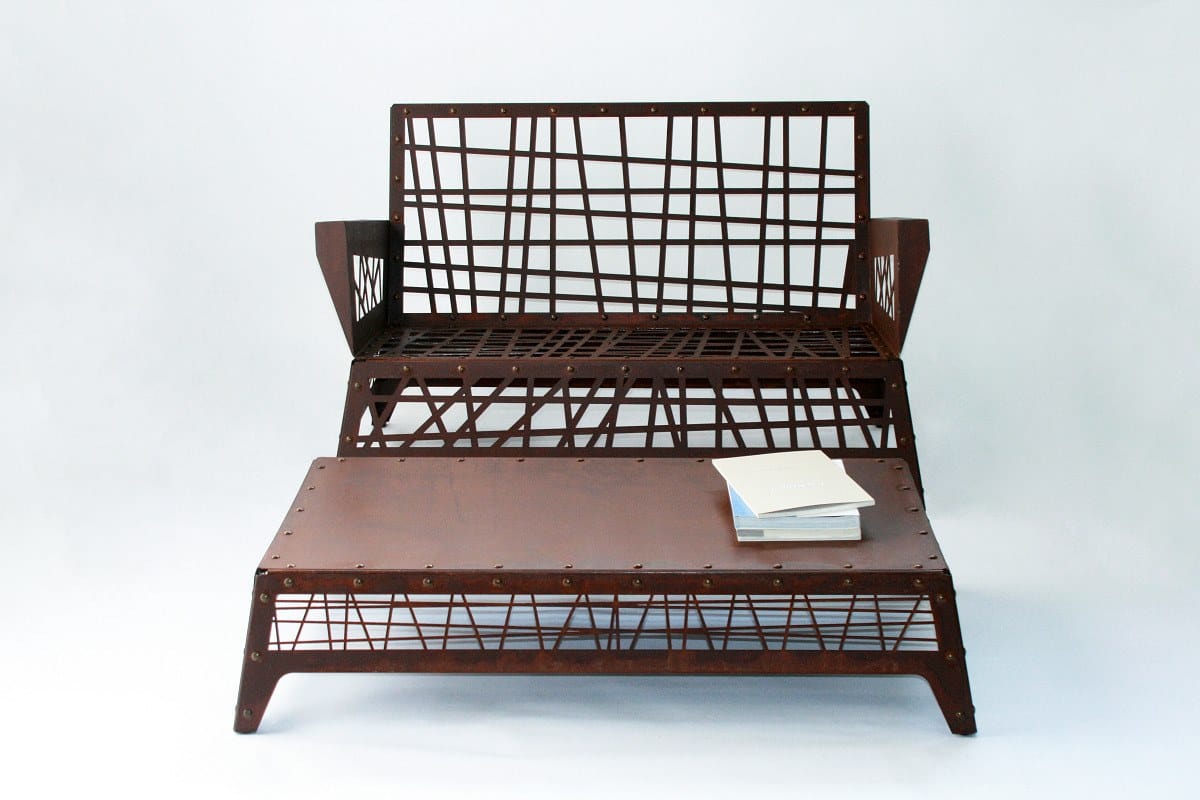 Прямоугольный садовый столик из стали Corten™ TrackDesign Mikado ARCH-00132158 - Вид №2