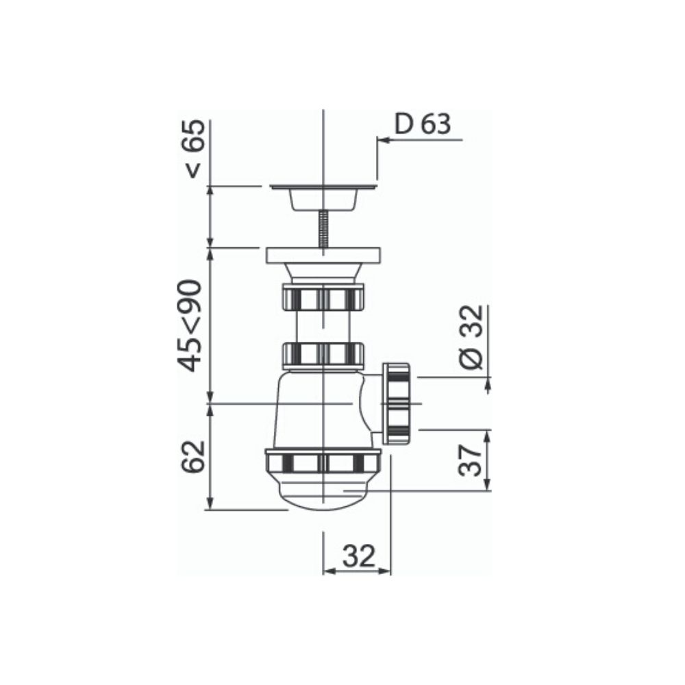 Сифон 11/4*32мм с выпуском для биде и умывальников (30718589) 30718589 Santreyd  - Вид №2