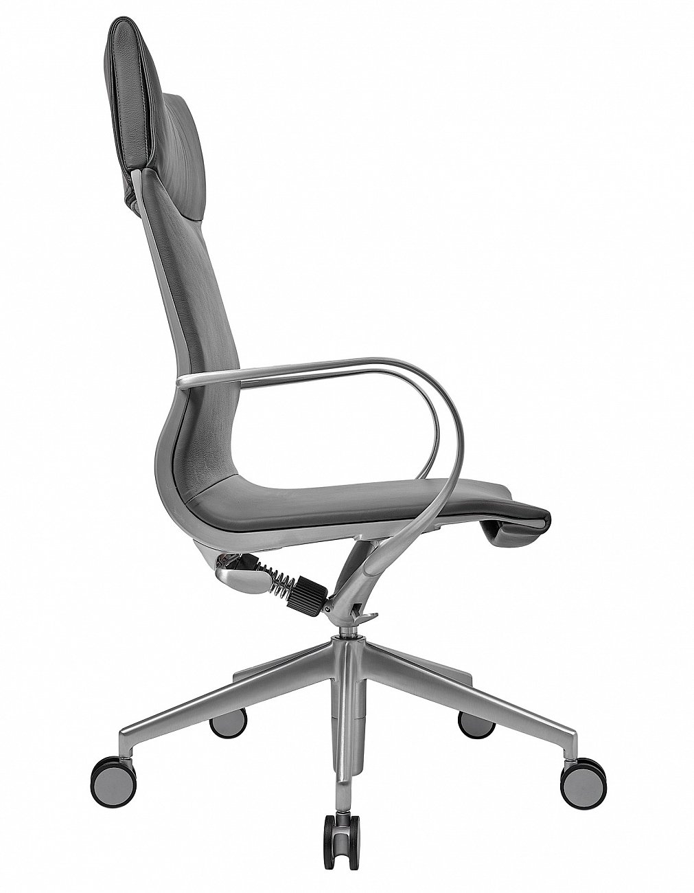 Кресло офисное кожаное с алюминиевыми подлокотниками 106х51 см серое Mercury HB SOHO DESIGN ДИЗАЙНЕРСКИЕ 00-3886284 Серый  - Вид №1