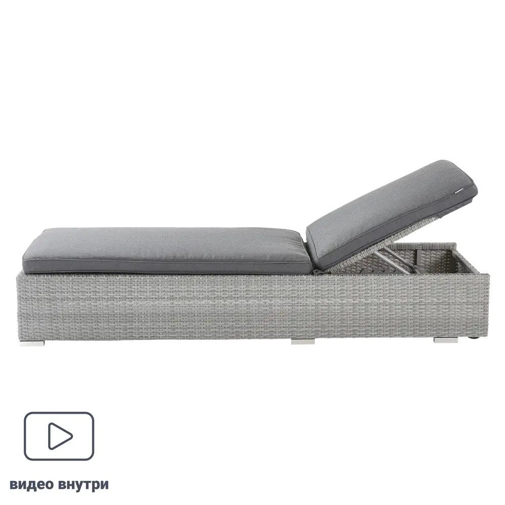 Шезлонг Naterial Davos 196x65x92 см алюминий/искусственный ротанг серый STLM-2124394