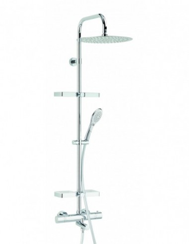 668400 000 00  Душевая стойка для ванны Opium, термостатический смеситель, полки для хранения, хром Valentin  - Вид №1