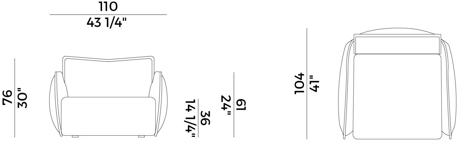 Potocco Мягкое кресло со съемным чехлом из ткани Purple 935/p, 935p-out - Вид №8