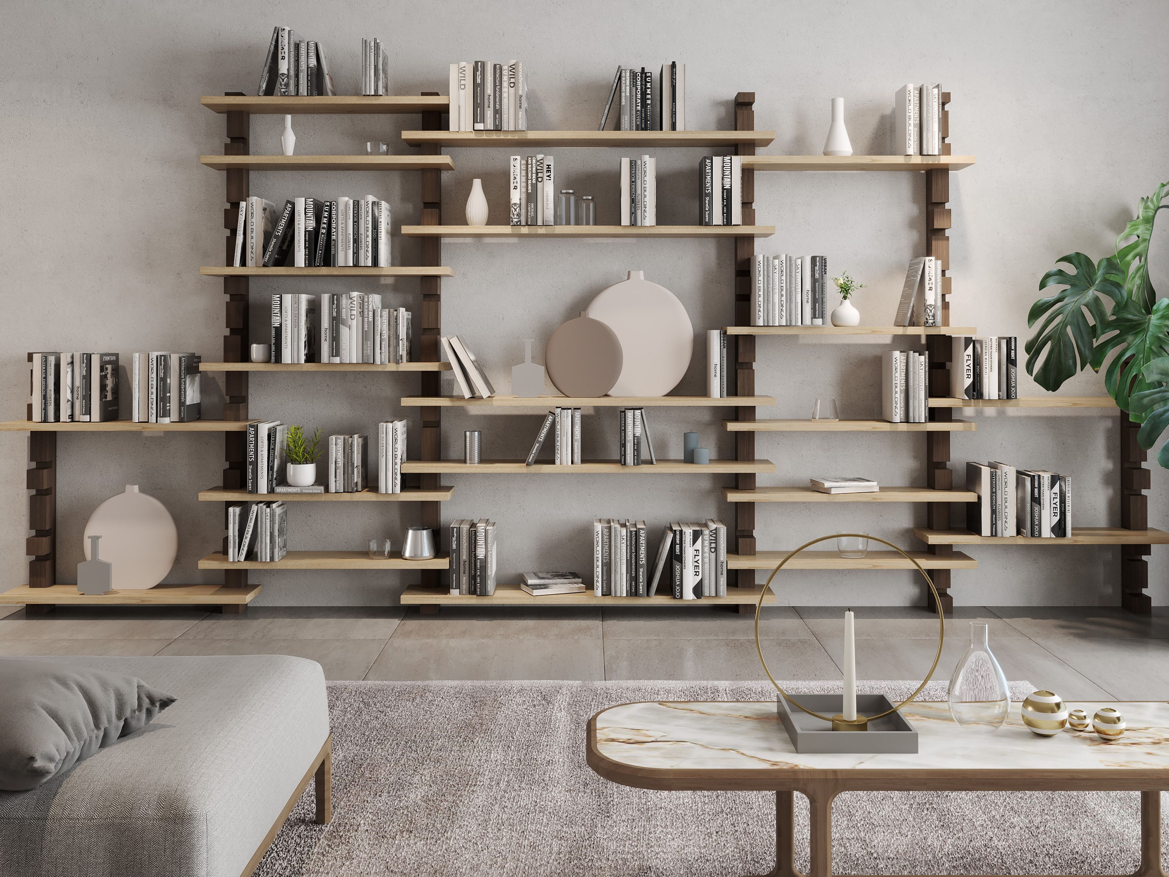 Секционный книжный шкаф из массива дерева Morelato SHARK ARCH-00019316 - Вид №2