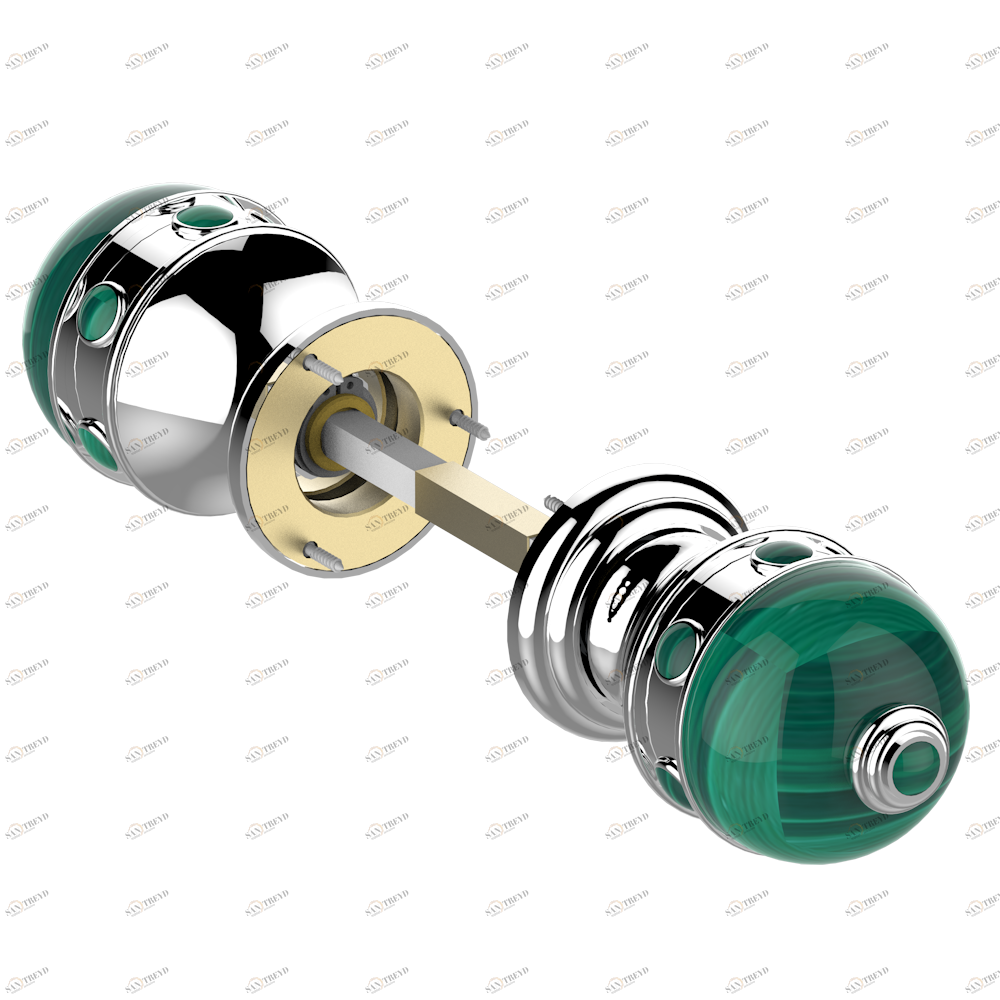 A1V-638 Ручка дверная двухсторонняя - 7 мм стержень Thg-paris Sully с малахитом Хром A1V-638 CAT.A