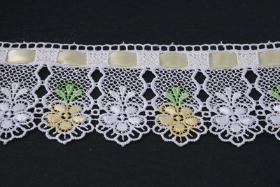 3130 Гипюр 65 мм белый/желтый Gamma 