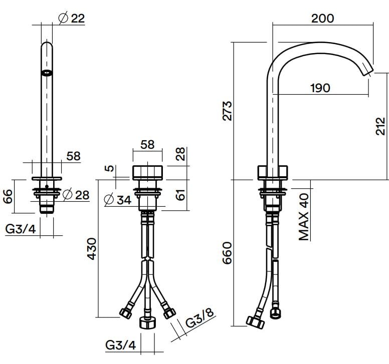 Смеситель для раковины из нержавеющей стали Quadrodesign супер ARCH-00091741 - Вид №1