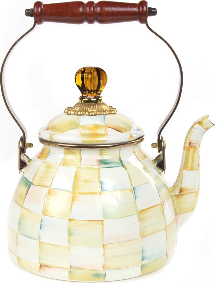 10586134 Mackenzie-Childs Чайник 2л Parchment Check 18Dx27H Сталь 