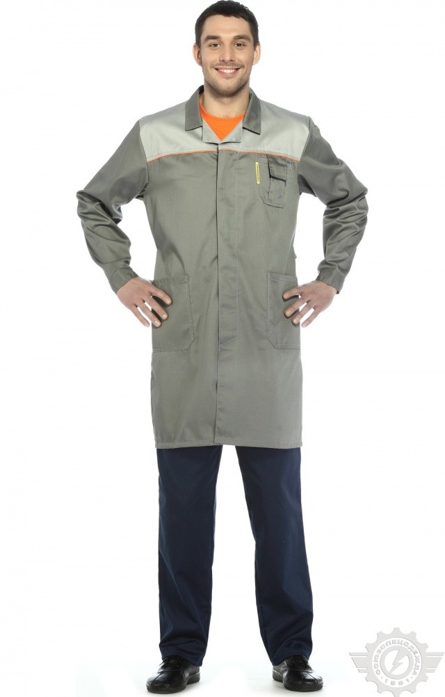 65752 Халат "Профессионал" мужской темно-серый со светло-серым  Одежда для обслуживающего персонала  размер 52-54/170-176 Спецодежда  - Вид №5