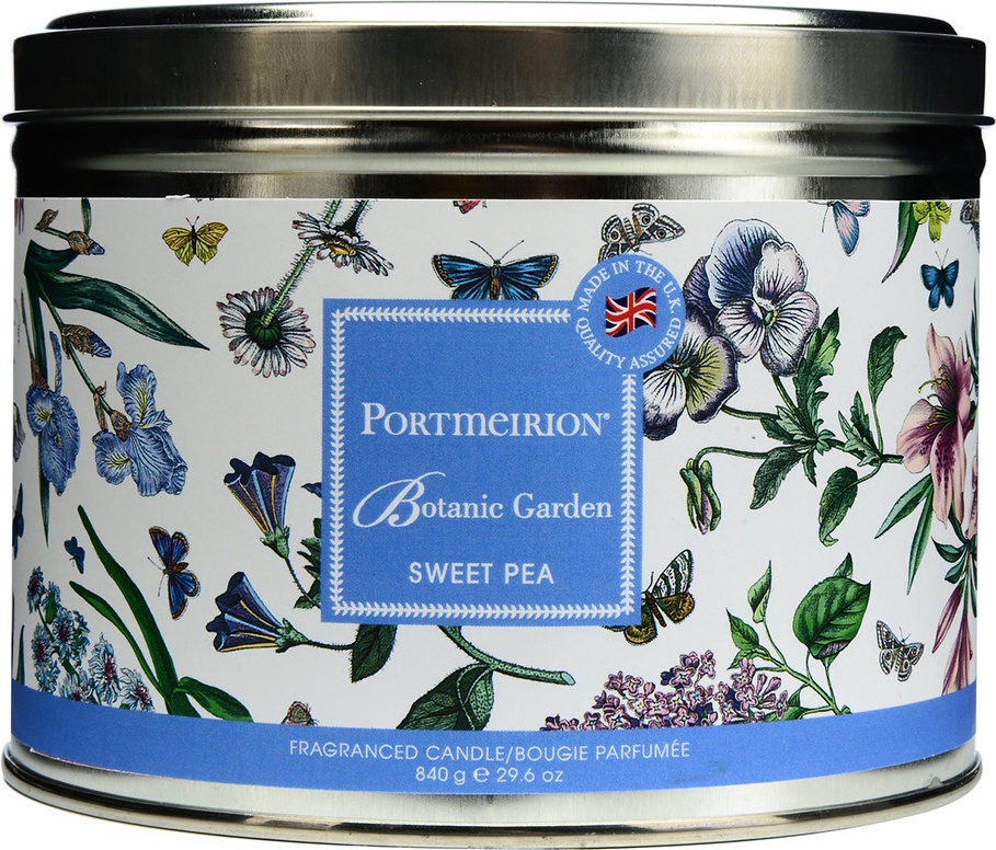 10623568 Portmeirion Свеча в жестяной банке с крышкой с 3 фитил. Portmeirion "Ботанический сад.Душистый горошек" 13см Воск 