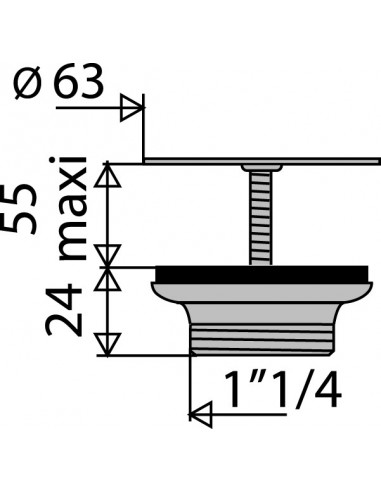 120100 000 00  Решетчатый слив для умывальника, свободный слив, Д. 63 мм, зажим 0/55 мм Valentin Хром  - Вид №2