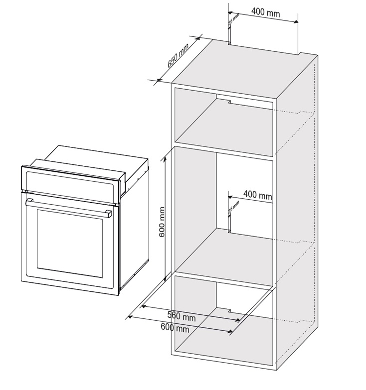 9955676 Электрический духовой шкаф RENOVA O90-3WS1 белый STDN-0018016 - Вид №1